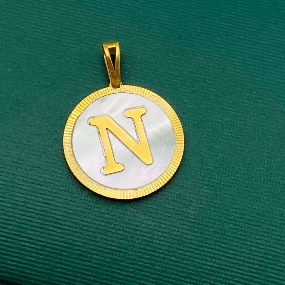 Initial letter N pendant in 18k real gold